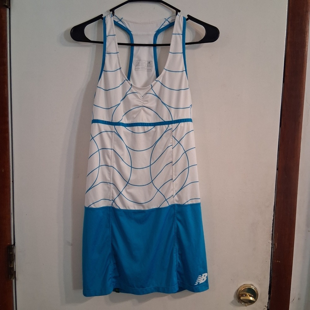 New Balance Tennis Dress Racerback Teal Turquoise White EUC M